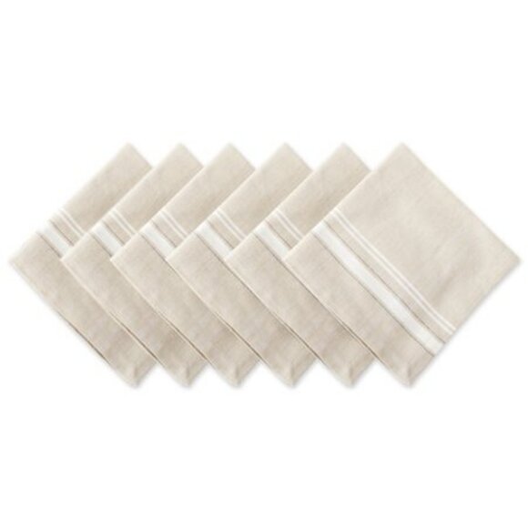 Design Imports White French Stripe Napkin Set of 6 - Picture 1 of 4